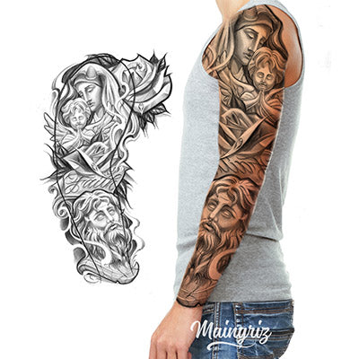 chicano religious sleeve tattoo design – TattooDesignStock